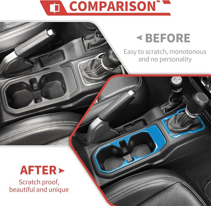 23pcs Full Set Interior Trim Kit for Jeep Wrangler JL JLU Gladiator JT 2018-2023 Steering Wheel Door Handle Air Conditioning Vent Cup Holder Reading Light Headlight Gear Cover, Light Blue