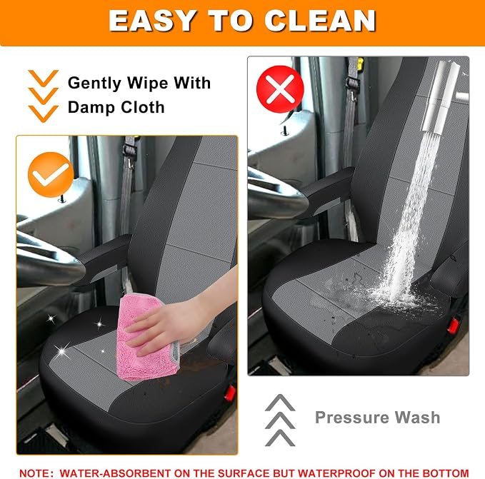 Leather Seat Cover Compatible with Peterbilt Model 579, 579EV, 589, 567, Bottom Back & Armrest Cover, Long Armrests 17in, Driver or Passenger 33in High Back Seat Cover