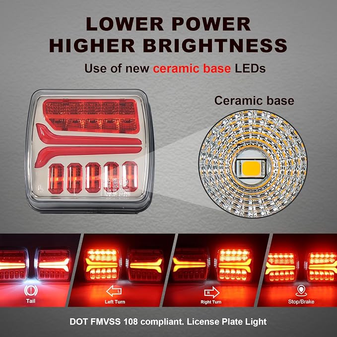 Agrieyes Halo Wireless Trailer Lights, 2 Mounting Options Magnetic Trailer Light for Towing, Portable LED Tow Lights Kit for Trucks, Boat, RV Silver and Red