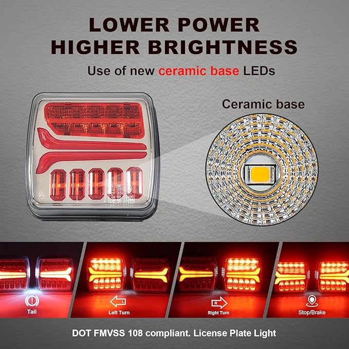 Agrieyes Halo Wireless Trailer Lights, 2 Mounting Options Magnetic Trailer Light for Towing, Portable LED Tow Lights Kit for Trucks, Boat, RV Silver and Red