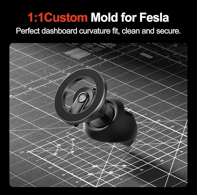 YONZEE Magnetic Phone Mount Compatible with 2025-2026 Model Y Juniper and 2024-2026 Tesla Model 3 Highland, Dashboard Ball Joint Base, Strong Magnetic Holder Ring, 360° Rotation
