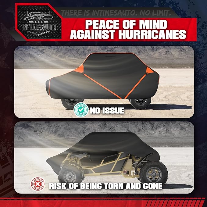 153 Inch UTV Cover for Polaris Ranger Crew RZR General 4, Can-Am Defender Maverick Commander Max, Yamaha Wolverine Viking, Kawasaki Mule Pro, Black 600D Cover Protection for 4-6 Seater UTV