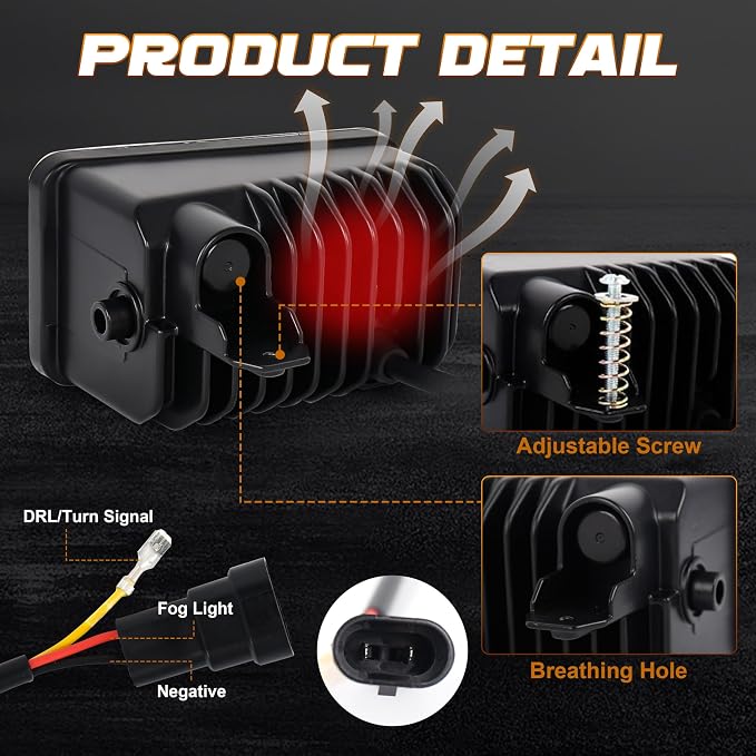 Tire Inflator Portable Air Compressor + F150 Fog Lights with Amber DRL/Turn Signal Rectangular Fog Lights, Upgraded Color LED Screen Air Compressor with Pressure Gauge Auto Shut-off for Car Moto Bike