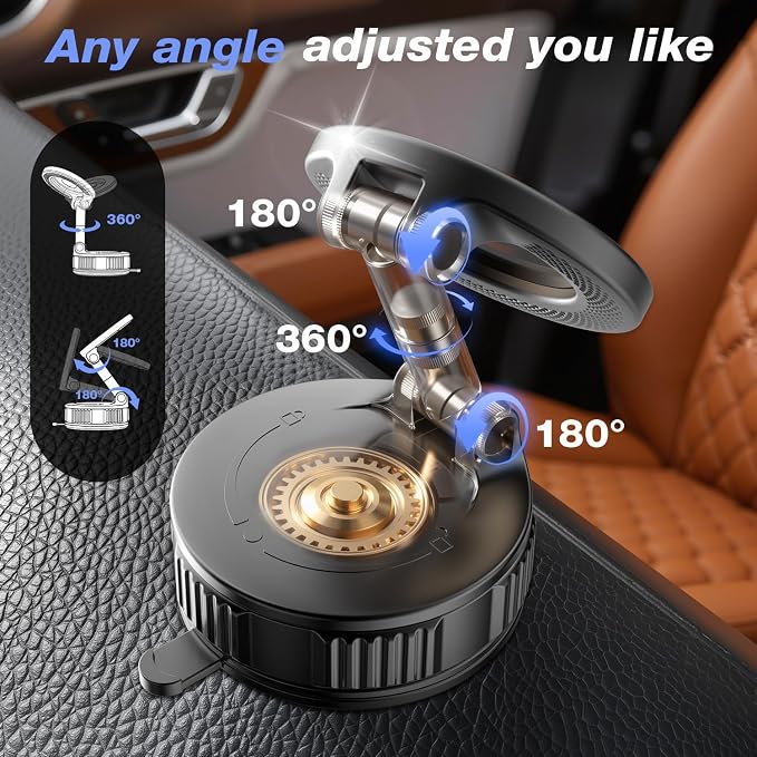 Vooii Phone Holders for Your Car for Magsafe (130+LB Strongest Ever Suction) 360° Adjustable Vacuum Car Phone Mount Magnetic, Car Phone Holder for iPhone 17 Pro Max for Automotive Multi Gauges