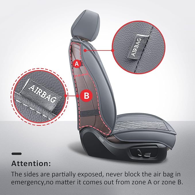 MIROZO Front Seat Covers Gray,2PCS Leather Car Seat Covers Waterproof Automotive Seat Covers Car Seat Protector Universal Seat Covers for Most Sedan SUV Pick-up Truck(Grey,2PCS)