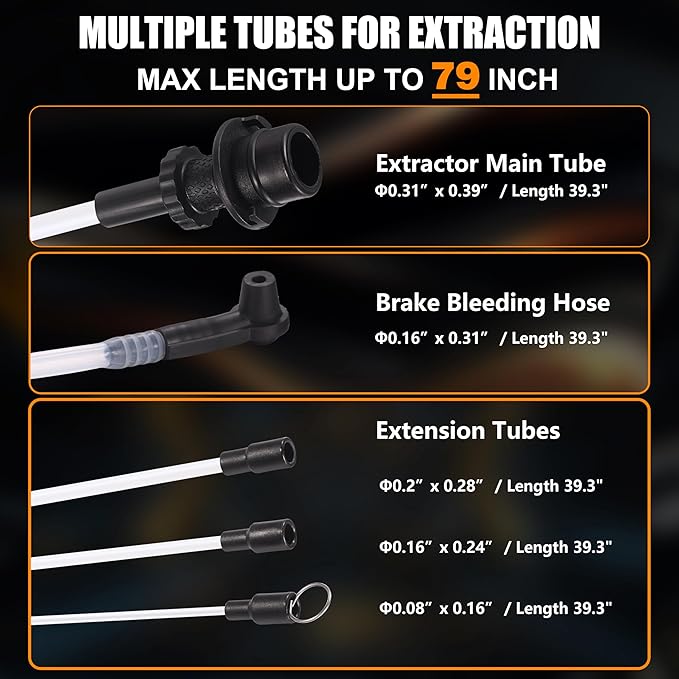 FOUR UNCLES Oil Extractor - Vacumm Fluid Extractor with Pump Tank Remover & Tubes for Oil Change and a Hose for Brake Bleeding