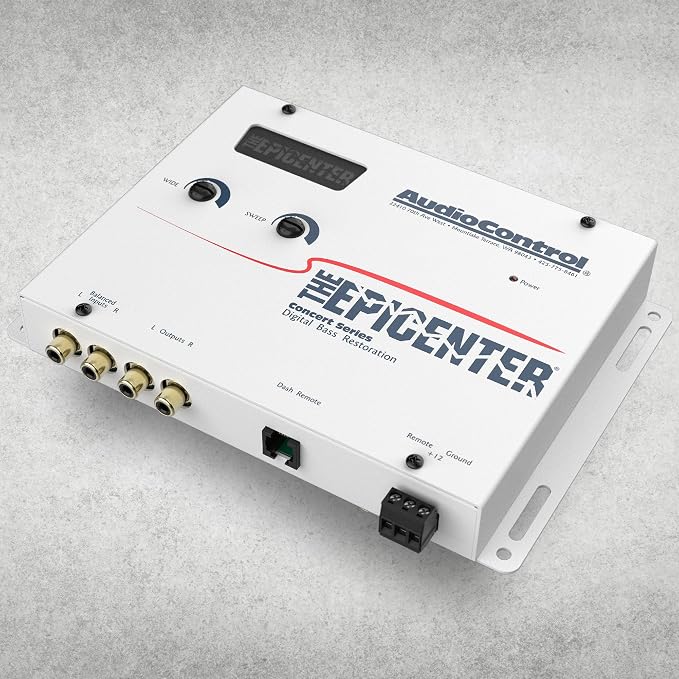 AudioControl The EPICENTER Concert Series Digital Bass Restoration Processor, Car Audio Bass Booster Enhancer with Included Dash Mount Wired Remote Control Knob, ParaBASS, Subsonic Filter (White)