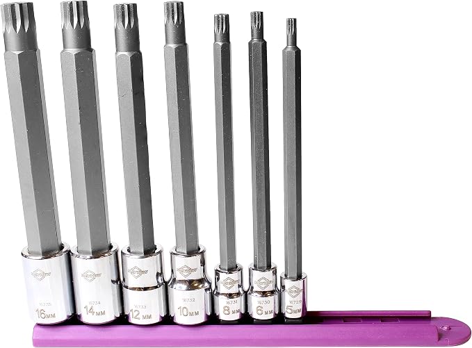 Mayhew Tools 16047 Triple Square Insert Socket Bit Set, Chrome, 7-Piece Long-Length
