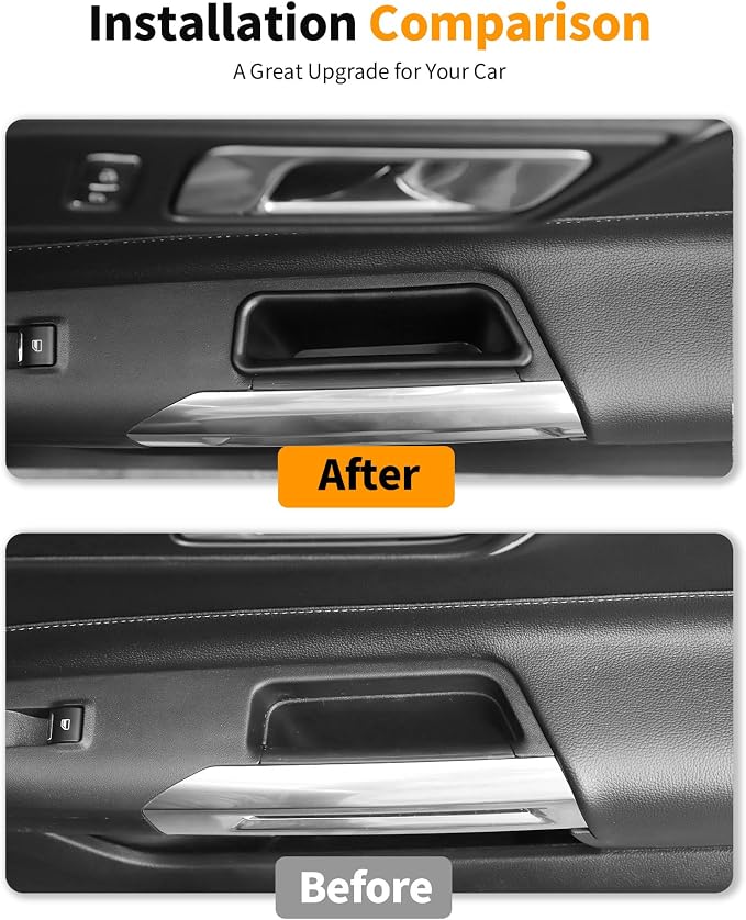 Hoolcar for 2024 2025 2026 Ford Mustang Center Console Organizer Tray for Mustang Armrest Storage Box Insert for EcoBoost/GT/Dark Horse/Premium Door Handle Storage Box + Center Console Tray(2 Pack)