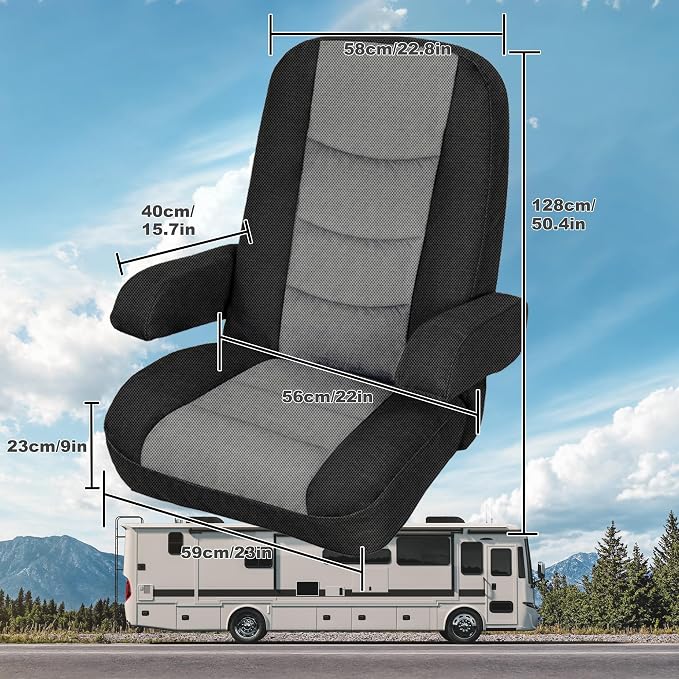 RV Seat Covers for Captains Chairs 2 Pack Class A Motorhome Seat with Arm Rest Covers Universal Fit Non-Slip Breathable Mesh Knit Gray