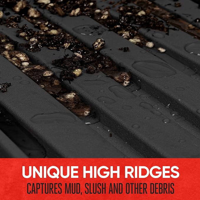 Motor Trend FlexTough™ Heavy Duty Black Rubber Car Floor Mats All Weather & Cargo Liner for SUV Full Set - Universal Trim to Fit Automotive Floor Mat & Trunk Mats for Cars Interior Accessories