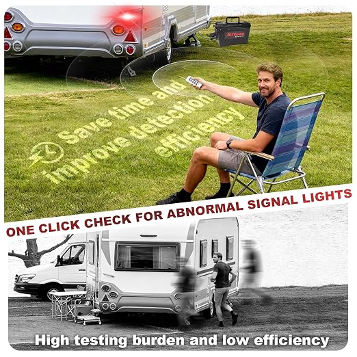 Trailer Light Tester Box with Remote Control Function,98FT Max Remote Range,7-Way Flat (Spade) Pin,6-Way Round Pin,4/5-Pin Connectors,Waterproof Case,Battery not Included,Must use 12V Battery