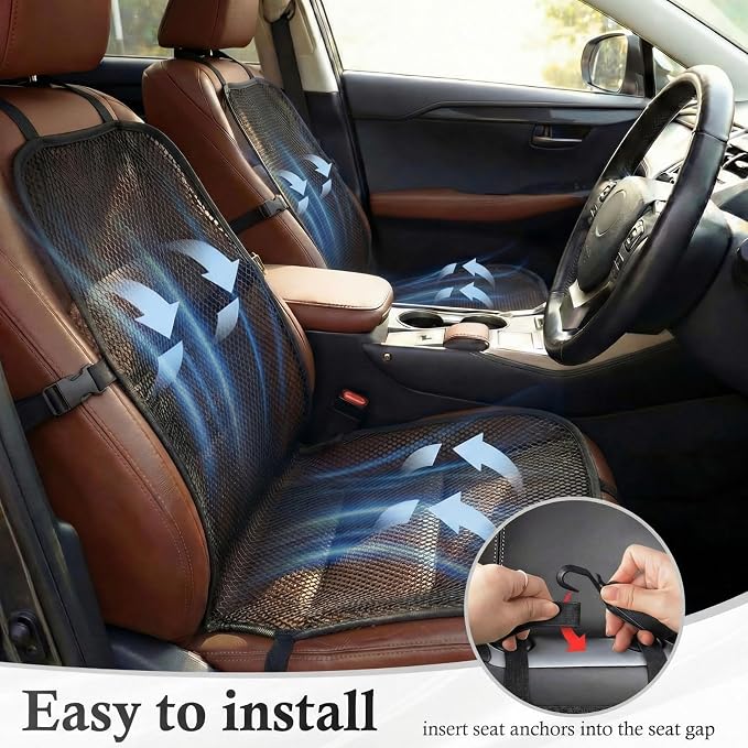 2 Pack 3D Air Mesh Car Seat Cushion - 41" x 15" Black Breathable Double Cool Chair Seat Pad for Truck, SUV, Van, Car - Universal Fit