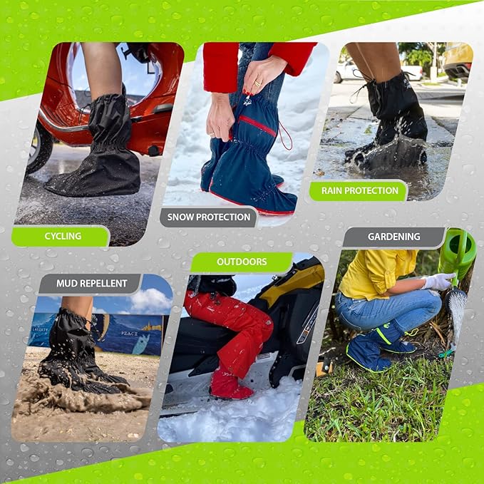SEAL Waterproof Shoe Covers, Reusable Rain Shoe Covers with Slip Resistant Sole & Large Zippers, Rain Mud Snow Shoe Protector Covers for Men & Women