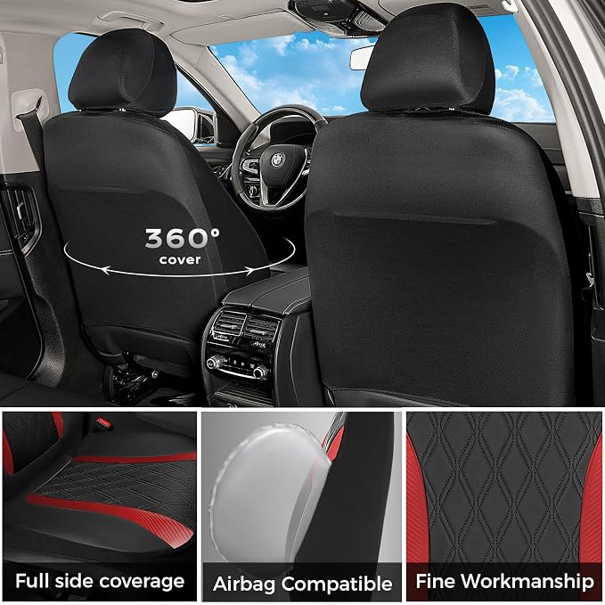 FLORICH Car Seat Covers Full Set, Leather Seat Covers for Cars, Car Seat Protector Waterproof Breathable, Universal Automotive Seat Covers, Front and Rear Car Seat Cover Fit for Most Cars SUV Truck