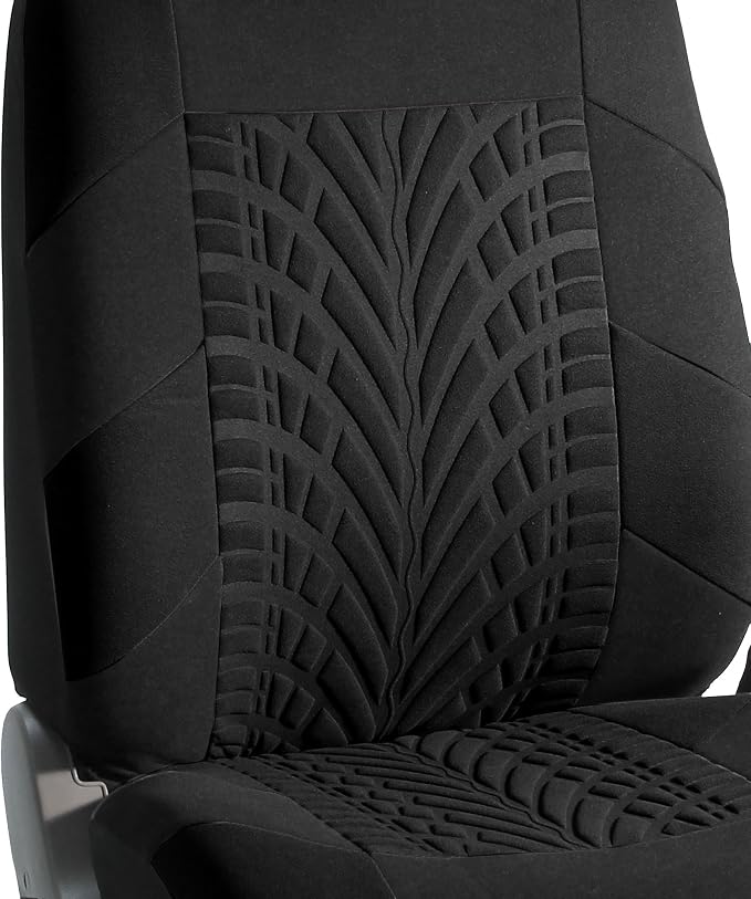 FH Group FB071115 + F11306 Travel Master Seat Covers (Black) Full Set – Universal Fit for Cars Trucks and SUVs