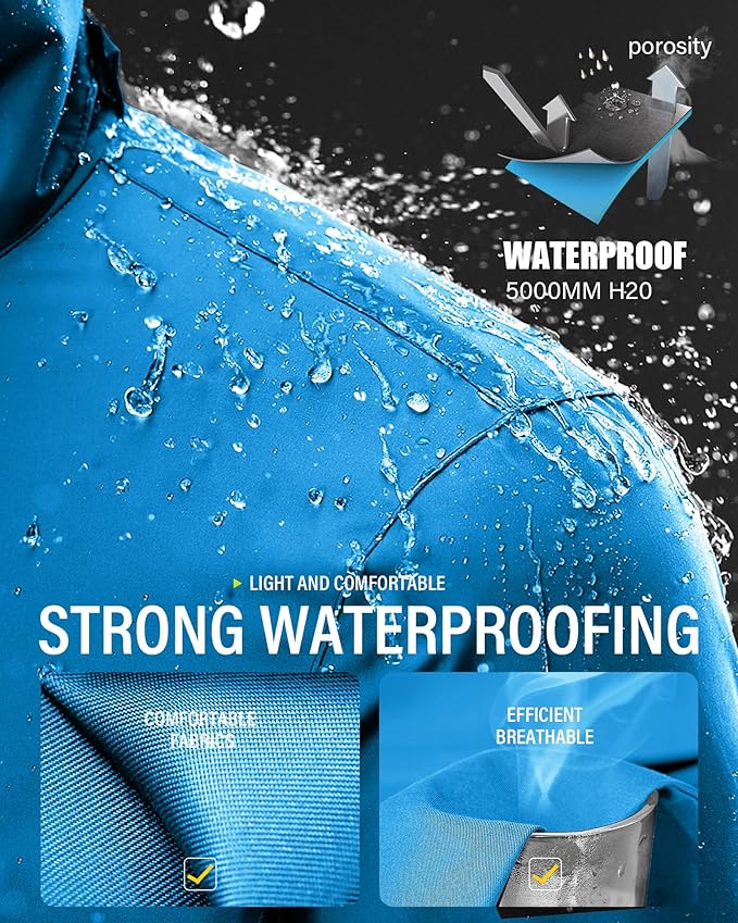 iCreek Rain Suit Waterproof Jacket and Pants Hi Vis Raincoat for Men and Women Reflective Outdoor for All-Sport Work