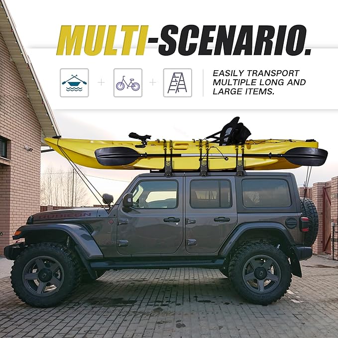 Heavy Duty Roof Rack Cross Bars Compatible with Jeep Wrangler JK JL Gladiator JT 2007-2024（2/4 Door Hard Top)Cargo Bag Kayak Bike Carrier