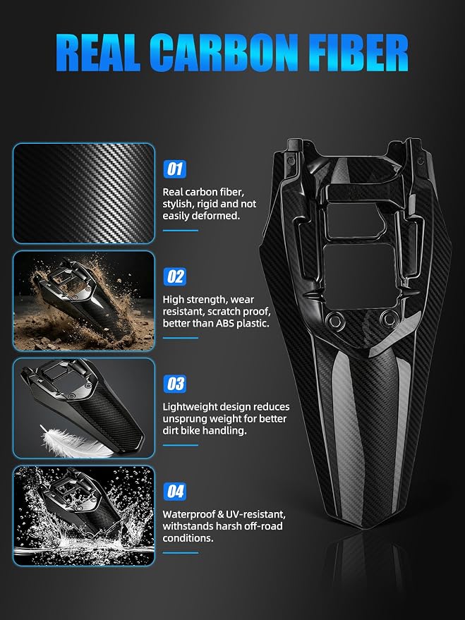 Carbon Fiber Rear Fender for Surron Ultra Bee,Electric Dirt Bike Rear Mud Guard Protector for Sur Ron Ultra Bee