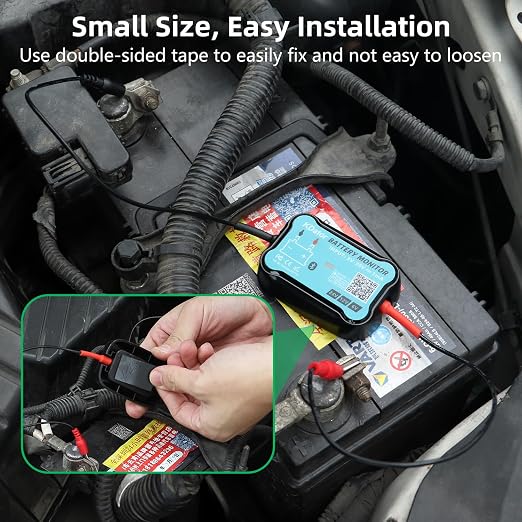 24V 12V 6V Bluetooth Battery Monitor BM7–Work for All Lead-Acid & Lithium Battery with Charging, Cranking System Test & Auto Alarm – Waterproof Voltmeter for Cars, Vans, Trucks, Motorcycles, Boats