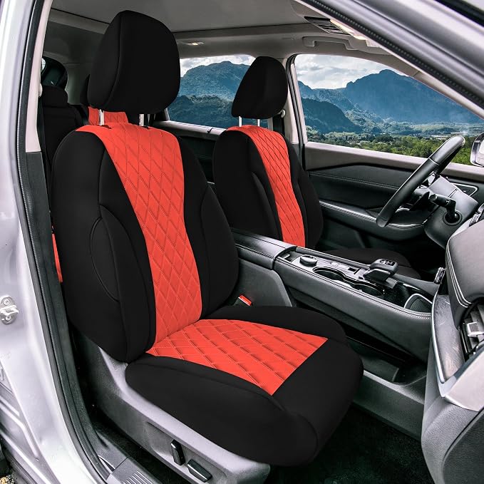 FH Group Custom-Fit Car Seat Covers Specifically Made for 2021-2026 Nissan Rogue, Front Set Red Ultraflex Neoprene Waterproof Automotive Seat Cover