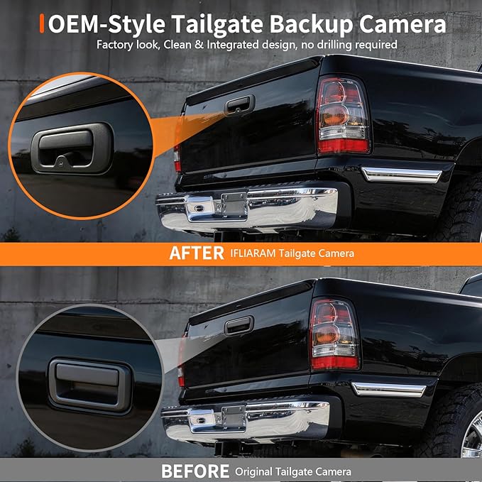 Tailgate Handle Backup Camera for 1999-2006 Chevrolet Chevy Silverado GMC Sierra 1500 2500 3500 HD, Rear View Tailgate Backup Camera 170° Wide Angle, IP68 Waterproof, Replace OEM 15046512 15228539