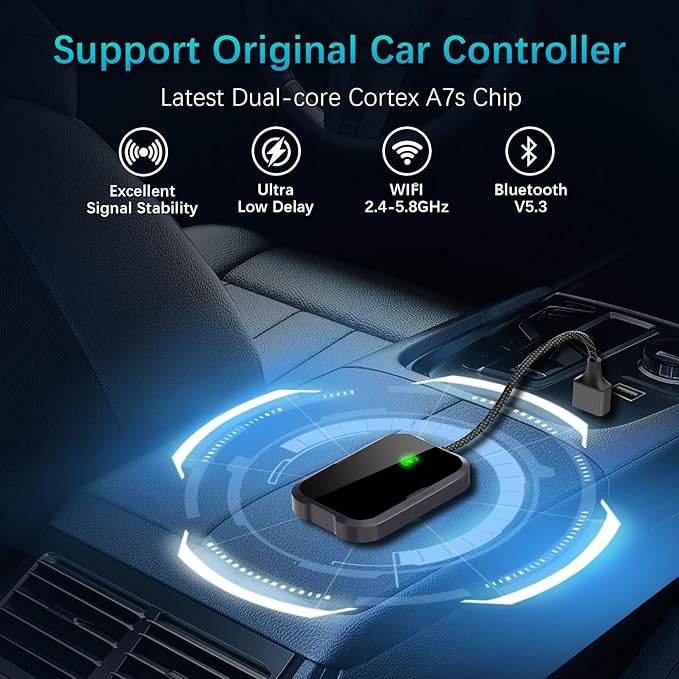 Wireless Carplay Adapter - Mini Car Play Wireless Adapter, Plug & Play Carplay Dongle Compatible with Apple iPhone 6+/iOS10+ & Cars Built-in CarPlay