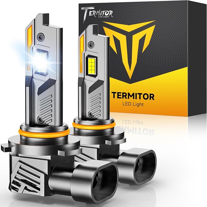 Termitor 9012/HIR2 Light Bulbs, 90,000LM 15X Ultra-Bright, 1:1 Mini Size, 6500K Cool White, No Flickering No Adapter Required Off-Road 9012 Fog Light, 90K+ Hrs Lifespan, Plug and Play, Pack of 2