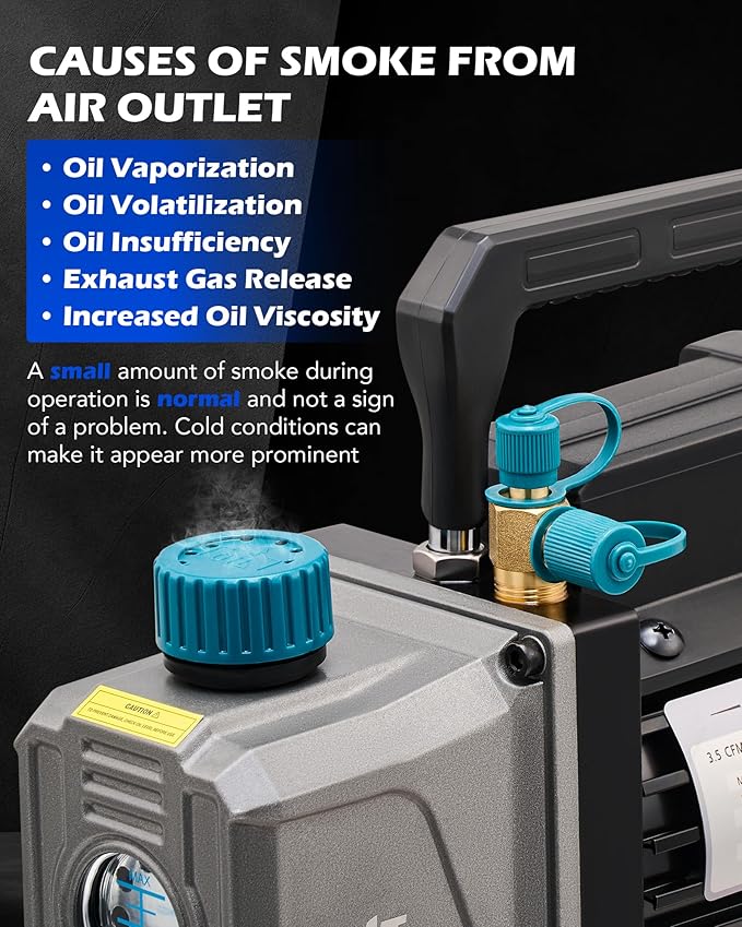 Orion Motor Tech Vacuum Pump, 3.5 cfm 1/4 hp HVAC Single Stage Vacuum Pump for R12 R22 R134a R410a R502, Auto AC Vacuum Pump Kit for Automotive Air Conditioner Resin Degassing & More, Oil Included