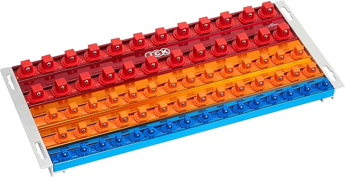 JCK Professional Quality Aluminum 3 Size of Socket Organizer Tray 5 rails | Holds 68 Sockets | 360° Rotary Positioning Studs, Moveable Secure, Socket Rack Kit,1/4 3/8 1/2 Socket Tray