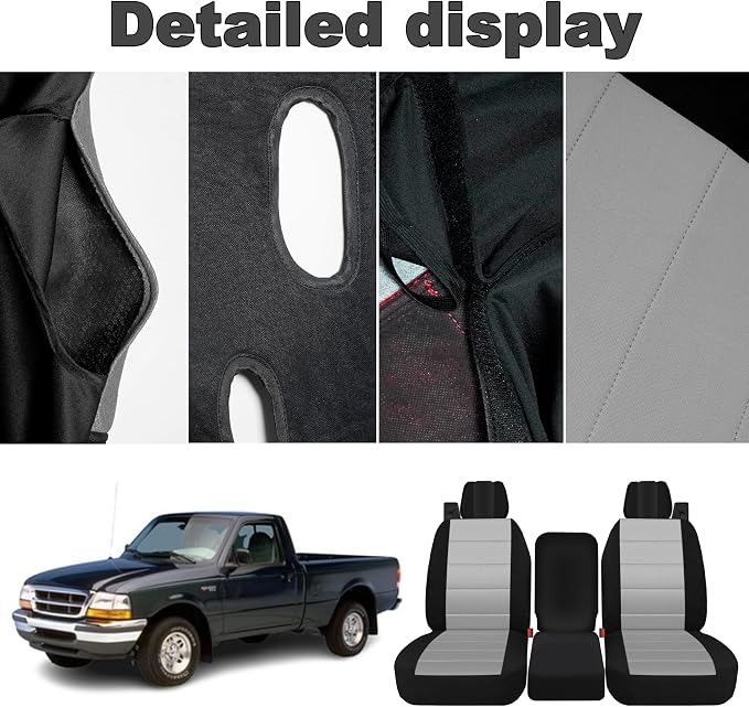 Custom 40/20/40 Split Bench Seat Covers for Ford F150 XL/Standard Cab 2004 2005 2006 2007 2008 Heavy Duty Cloth Protector Interior Accessories，Waterproof & Machine Washable - Gray