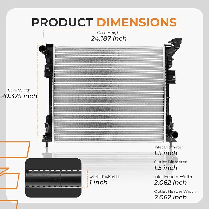 Autoexact Radiator for 2008-2016 Chrysler Town & Country, for 2008 Chrysler Voyager, Engine Radiator for 2008-2020 Dodge Grand Caravan, for 2009-2014 Volkswagen Routan/ 2012-2015 Ram C/V/Dodge Atos