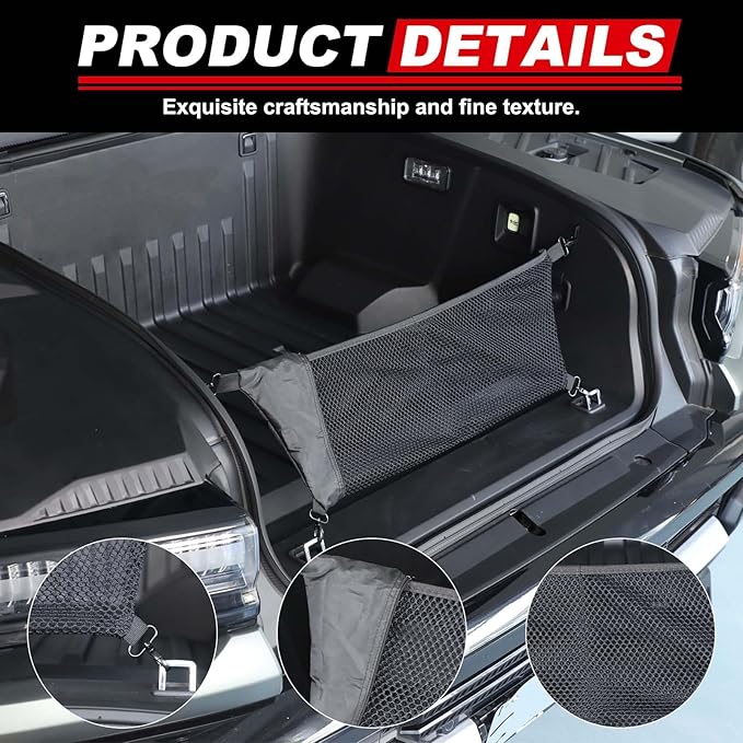 Front Trunk Storage Cargo Net for Hummer EV SUV Pickup Truck Accessories 2022-2024 2025 2026 Expandable Elastic Heavy Duty Trunk Storage Organizer Mesh with 4 Metal Carabiners(Envelope Style)
