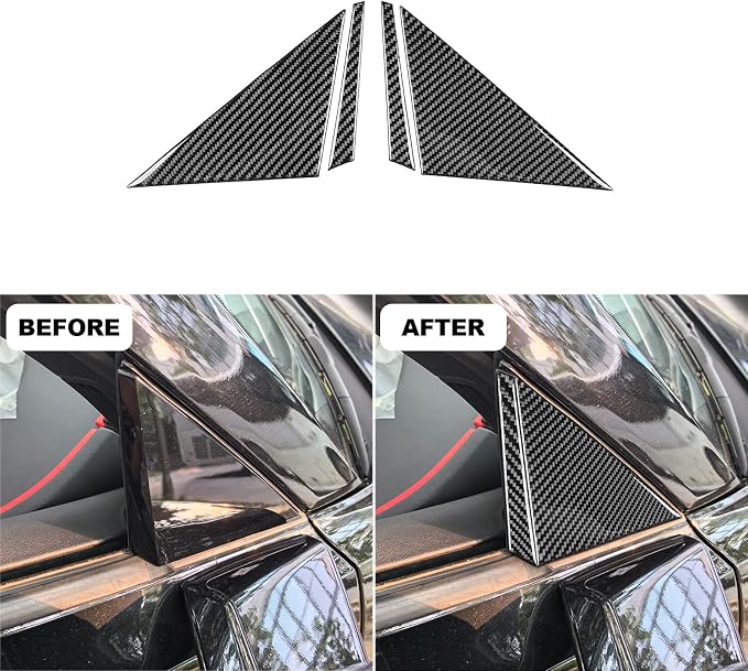 Real Carbon Fiber Front Quarter Window Trim Compatible with Corvette C8 2020-2026, Side Triangular Window Trim Exterior Decor Sticker Accessories