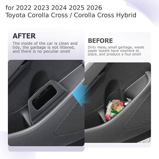 LUWU Car Trash Can for 2022-2026 Toyota Corolla Cross/Corolla Cross Hybrid Waterproof ABS Material Auto Garbage Bin, Portable Door Mount Trash Bin, Interior Accessories for Corolla Cross 2026 (Right)