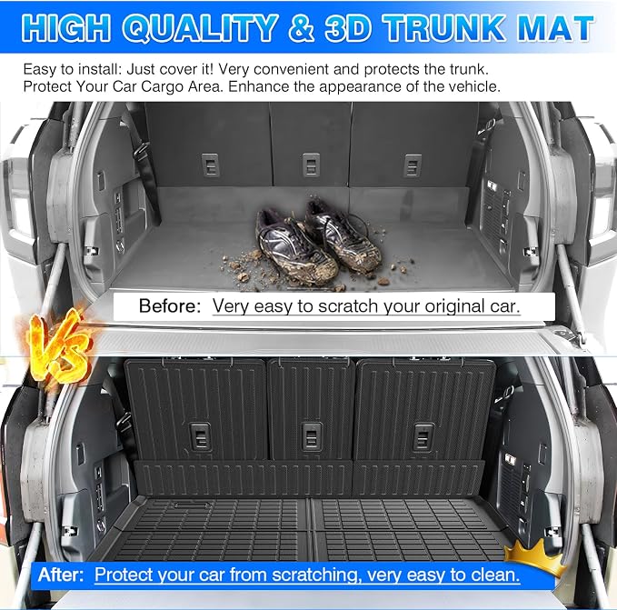 Cartist Cargo Mat & Backrest Mat Fits for Ford Expedition max 7&8 Seats 2025 2026 (Only Fit Max) All Weather Rear Cargo Liner for Expedition max Accessories for Ford Expedition max 25-26