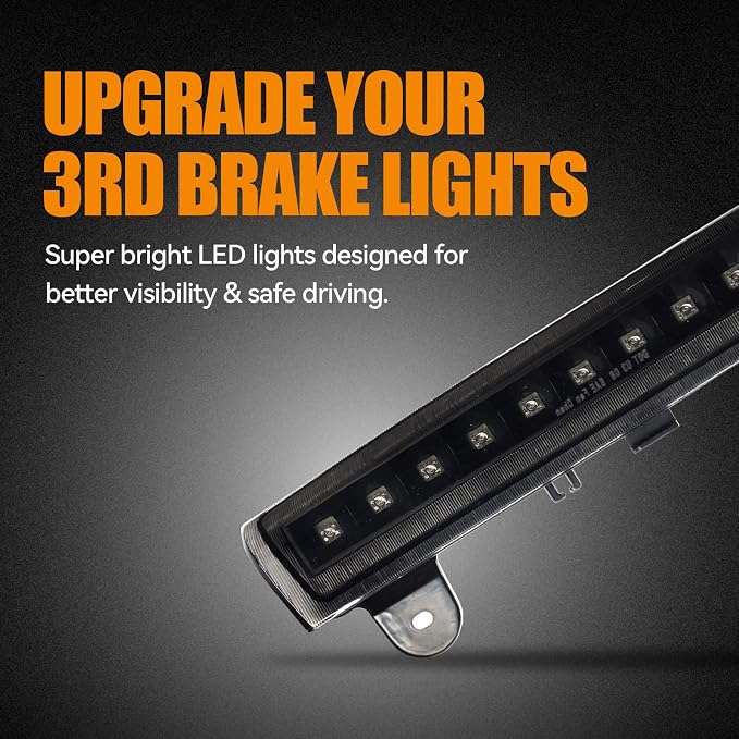 Third 3rd Brake Light, LED High Mount Stop Light Replacement for 2000 2001 2002 2003 2004 2005 2006 Chevy Tahoe Suburban/GMC Yukon XL Denali, Rear Center Cab Roof Tail Lamp (Black)