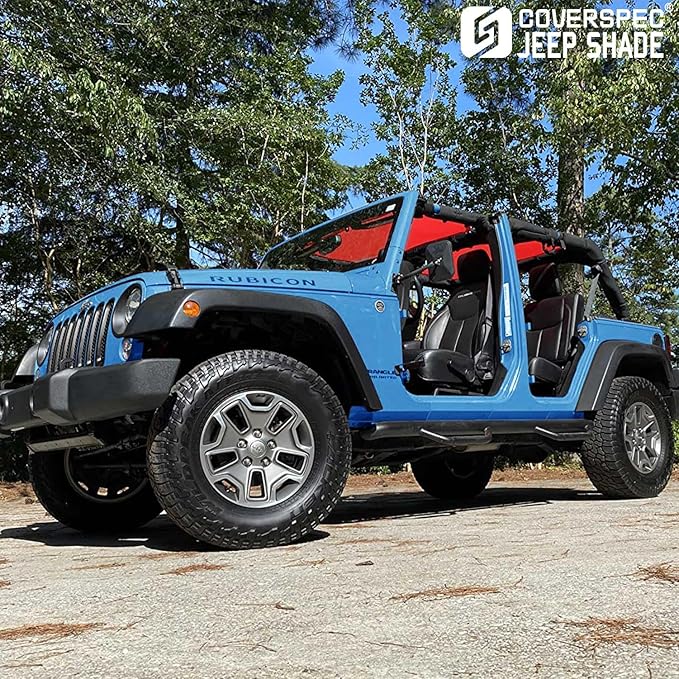JK Sun Shade Top Compatible with Jeep Wrangler 4 Door 2007 to 2018 Sunshade Sunroof Bikini Cover Blocks UV Wind Noise Cherry Red Mesh for Front and Rear 2 pcs