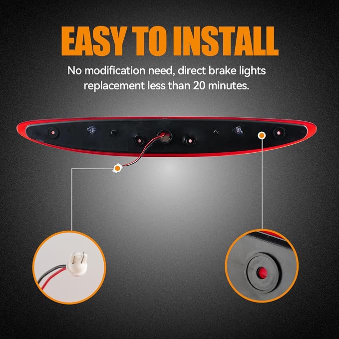 Third 3rd Brake Light LED for 1997-2002 Ford Expedition, High Mount Rear Brake Lights Assembly for 97-02 Expedition, Waterproof Center Cab Lamp Stop Light (Smoked)