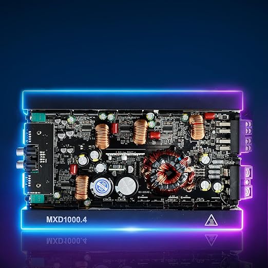 VEVOR 4 Channel Car Audio Amplifier 2 Ohm Stable Bridgeable Class D Full Range Amp Max Power 4 x 500W @ 4 Ohm / 4 x 1000W @ 2 Ohm for Car SUV Truck Off-Road