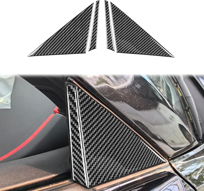 Real Carbon Fiber Front Quarter Window Trim Compatible with Corvette C8 2020-2026, Side Triangular Window Trim Exterior Decor Sticker Accessories
