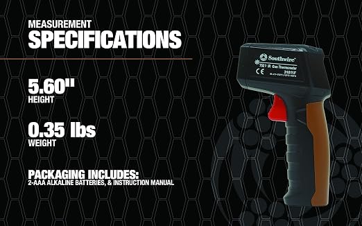 Southwire Infrared Thermometer - Measures Surface Temperatures from -4°F to 752°F - 10:1 Distance-to-Spot Ratio, Laser Targeting, Fast Response
