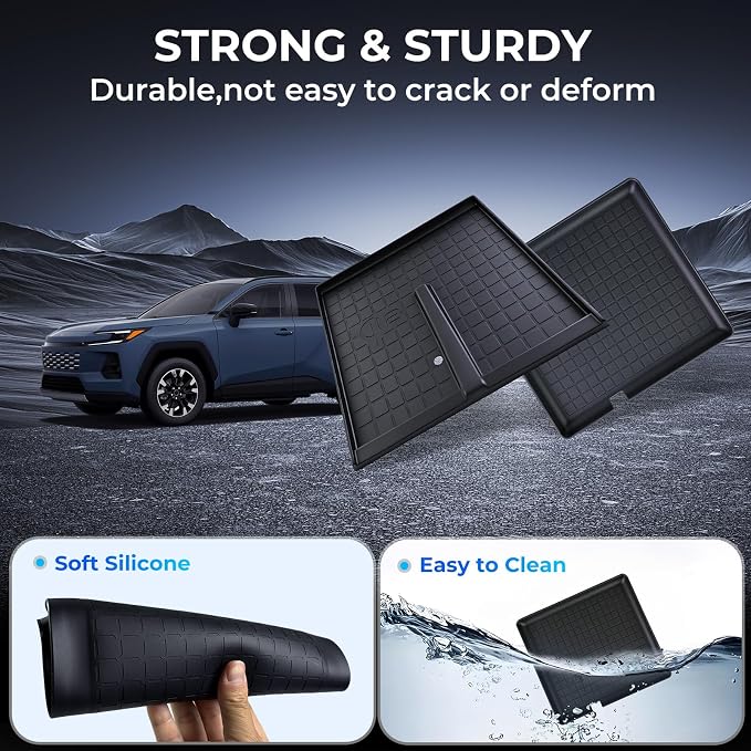 Wireless Charging Protective Mat & Center Console Storage Protective Mat for Toyota RAV4 2026, Interior Accessories Silicone Anti-Slip Console Cover Pad for 2026 RAV 4, Black