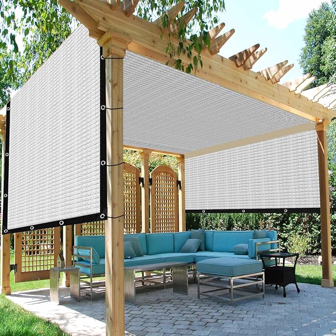 80% Silver Shade Cloth for Garden,Pergola,Greenhouse,Chicken Coop,Kennels,Shade Cloth with Grommets,Simple Hanging Covers