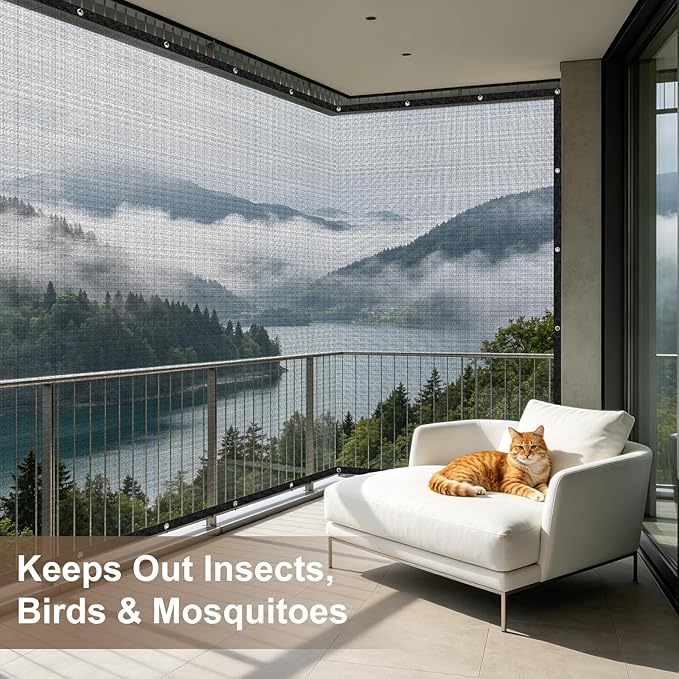 Cool Area 60-70% Shade Cloth 17x23FT Heavy Duty Knitted Mesh Tarp with Grommets Mesh Screen for Patio Canopy Garden Porch Greenhouse Pools Dog Kennel Black(Custom Size)