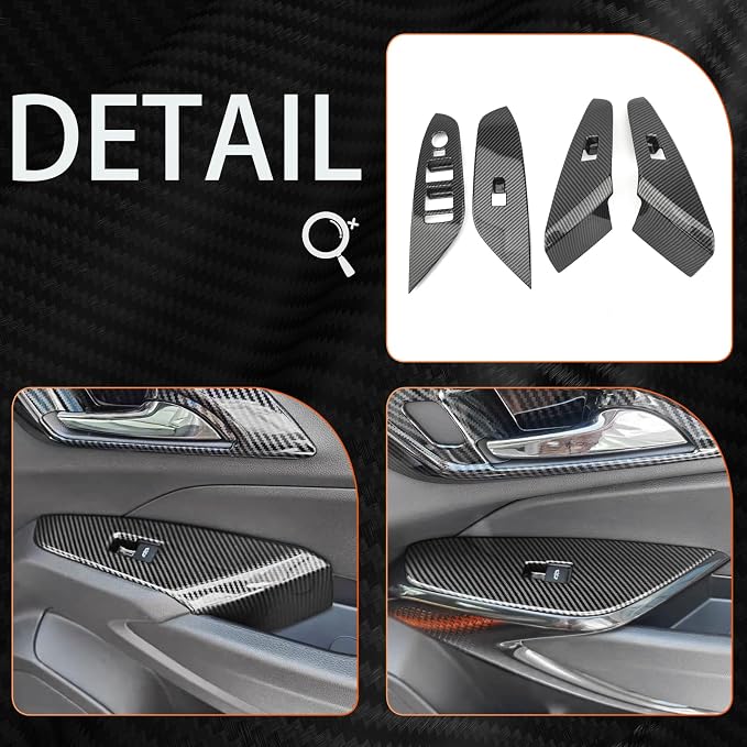 Car Interior Window Switch Panel Cover Side Door Glass Lock Control Button Cover Compatible with Chevy Trax 2024-2025 Accessories (Carbon Fiber Style)