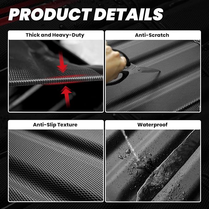 LASFIT Truck Bed Mat for Honda Ridgeline 2026 2025 2024 2023 2022 2021 2020 2019 2018 2017 5.3FT (64.0 in) Bed Mat, TPE All Weather Custom Fit Truck Cargo Bed Liner, Black
