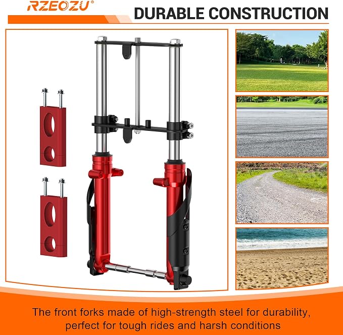 Mini Bike Front Forks Suspension Kit Replacement for Monster Mega Moto MMB80 80cc 105cc Coleman CT100U GMB100 Baja DB30 Motovox MBX10 MBX11 Trailmaster Storm 200 Parts 7/8 Handlebar Risers