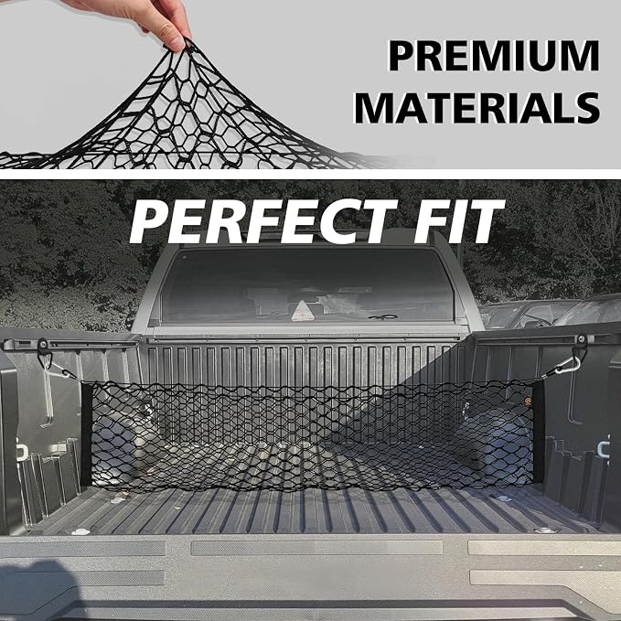Muslogy Lower Center Console Organizer & Truck Bed Cargo Net Compatible with Toyota Tundra 2022-2024 Accessories SR SR5 Limited TRD PRO