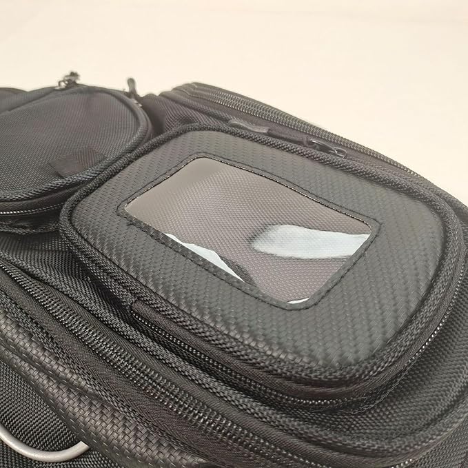 Motorcycle Tank Bag - Water Resistant Motorbike Bag | Magnetic & Strap Mount | 6.7 Inch Capacity | Black Oxford Cloth | 12.6x7.09x5.12 Inches | Powersports Tank Bag